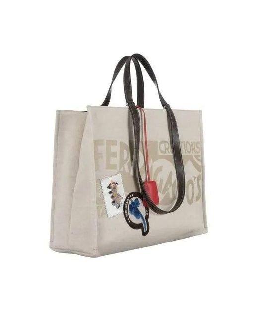 Ferragamo Natural Logo Canvas Bag for men