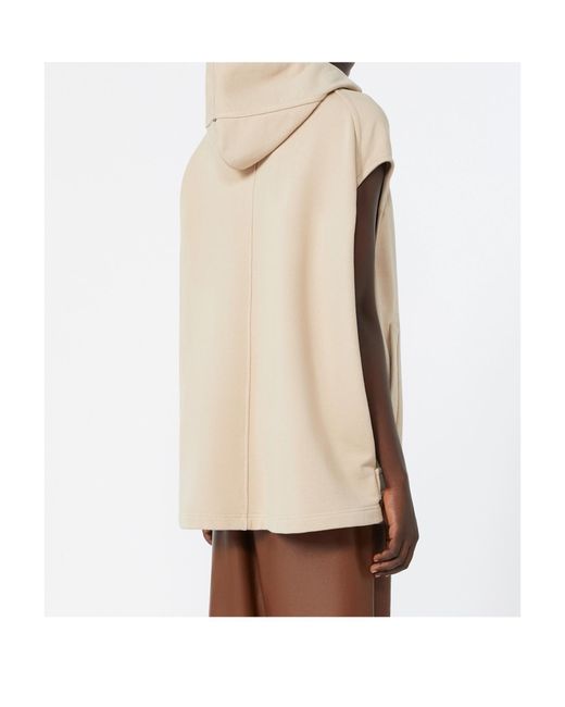Sportmax Natural Sleeveless Zip-Up Hoodie