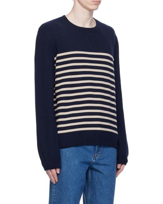 A.P.C. Blue Mattew Striped Crewneck Knitted Jumper for men