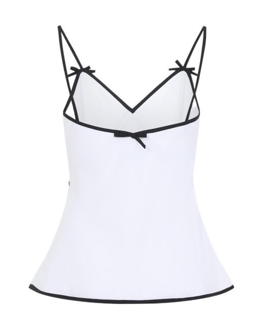 Moschino White Bow-Detail Spaghetti-Strap Top
