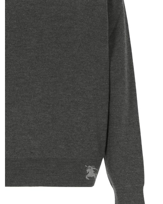 Burberry Gray Equestrian Knight Intarsia-Knit Crewneck Jumper for men
