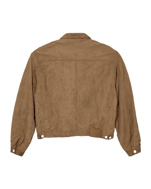 Visvim Brown Front Button Leather Jacket for men