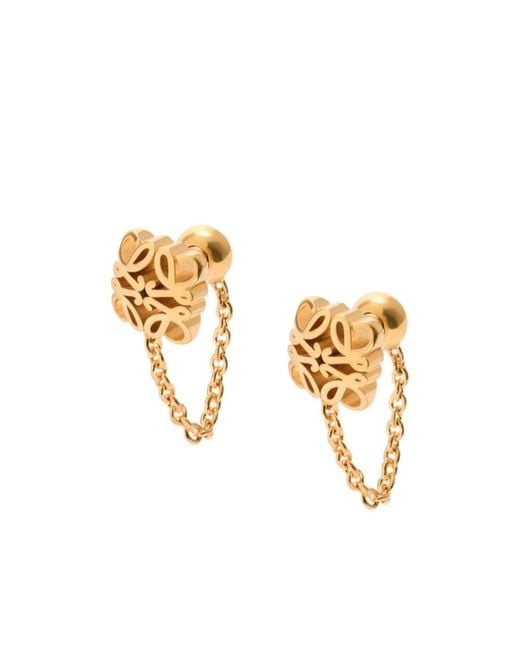 Loewe Metallic Anagram Bombé Chain Earrings
