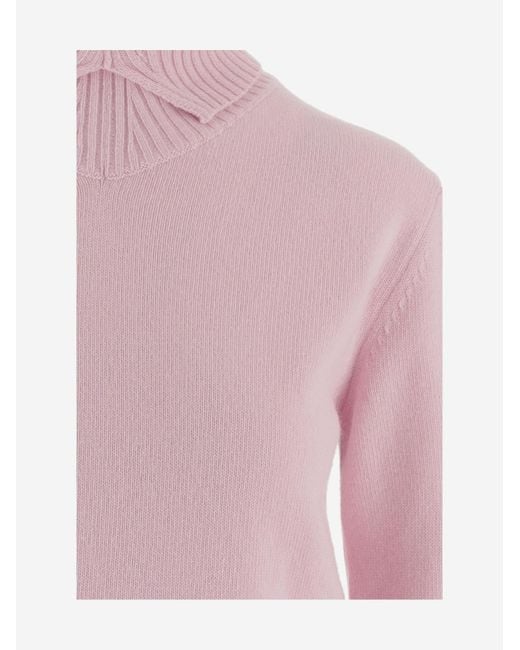 Jil Sander Pink Ribbed High-Neck Jumper