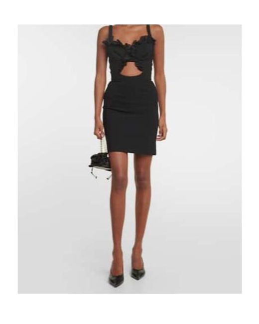 Nensi Dojaka Black Ruffled Cutout Jersey Minidress