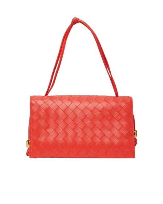 Bottega Veneta Red Woven Shoulder Bag