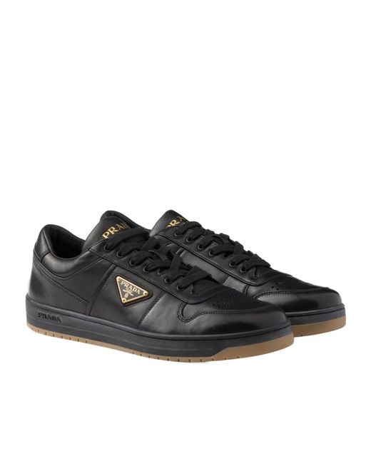 Prada Black Triangle-Logo Low-Top Sneakers for men