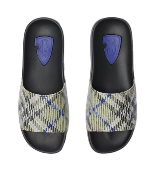 Burberry White Vintage Check Pattern Slip-On Slides for men