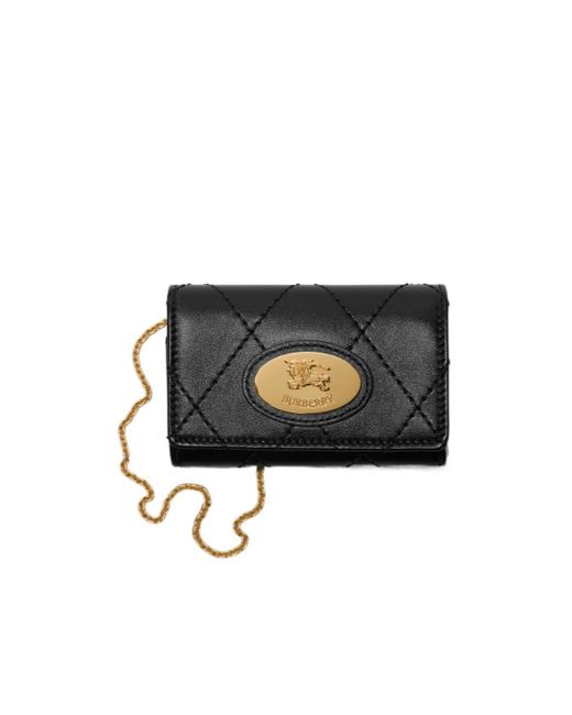 Burberry Black Quilted Chain Card Holder