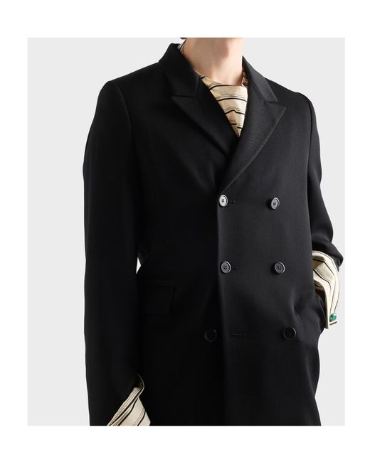 Prada Black Double-Breasted Wool Coat for men