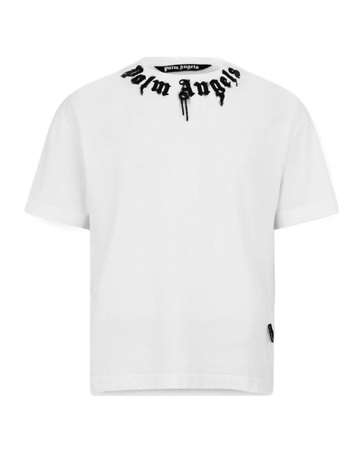 Palm Angels White Logo Short-Sleeved T-Shirt for men