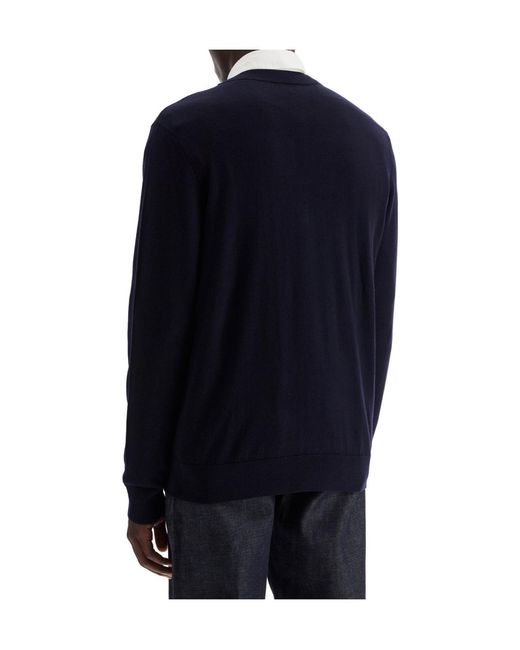 A.P.C. Blue Logo-Embroidered V-Neck Cardigan for men