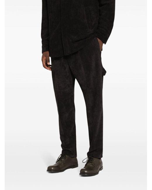 Dolce & Gabbana Black Belt-Loop Corduroy Pants for men