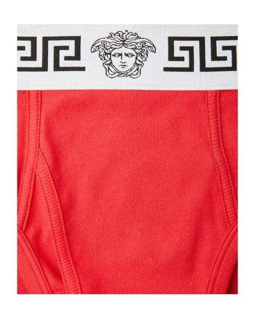 Versace Red Ribbed Jersey Briefs for men
