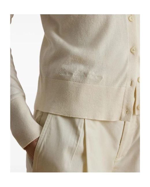 Ralph Lauren White Lauren Fitted V-Neck Cardigan