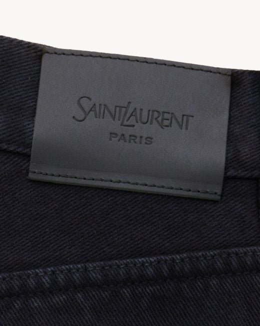 Saint Laurent Blue Logo Patch Wide-Leg Jeans