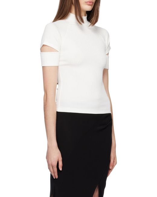 Helmut Lang White Cut-Out Sleeves Blouse