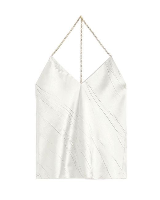 Sportmax White V-Neck Chain-Detailed Top