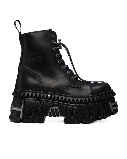 Vetements Black X New Rock Collaboration Combat Lace-Up Ankle Boots for men