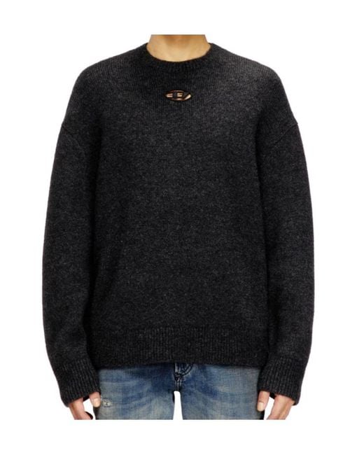DIESEL Black M-Areeta Oval D Logo Knitted Jumper for men