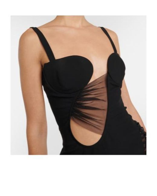 Nensi Dojaka Black Cutout Jersey Minidress