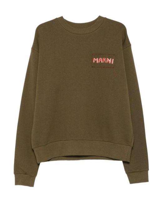 Marni Green Logo-Print Sweatshirt for men