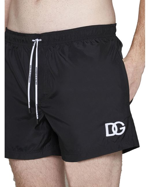 Dolce & Gabbana Blue Logo Embroidered Drawstring Swim Shorts for men