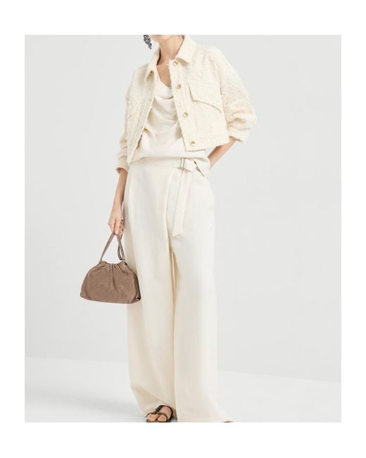 Brunello Cucinelli White Fuzzy Dyed Denim Outerwear Jacket