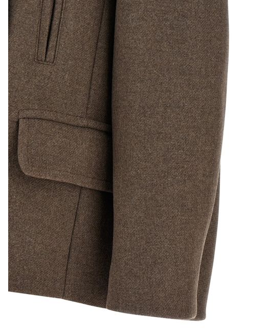 Dries Van Noten Brown Double-Breasted Coat