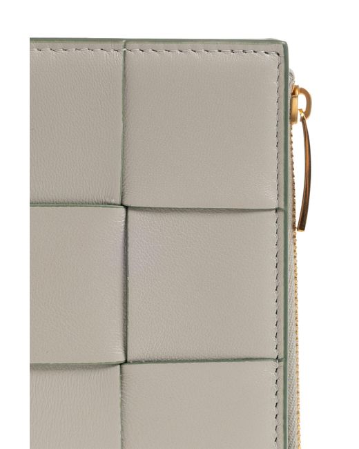 Bottega Veneta Gray Intrecciato Zipped Wallet