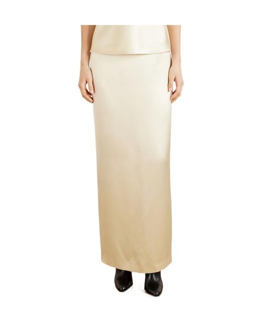 The Row White Bartelle Silk-Satin Maxi Skirt