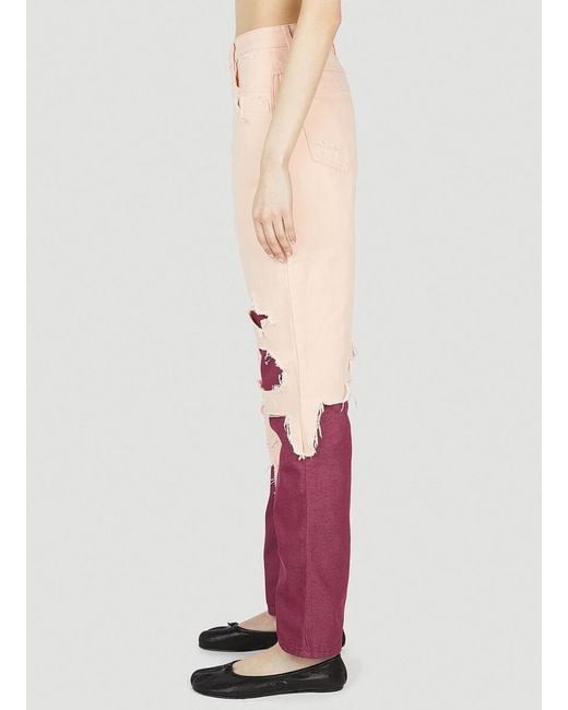 Raf Simons Pink High Waist Distressed Jeans