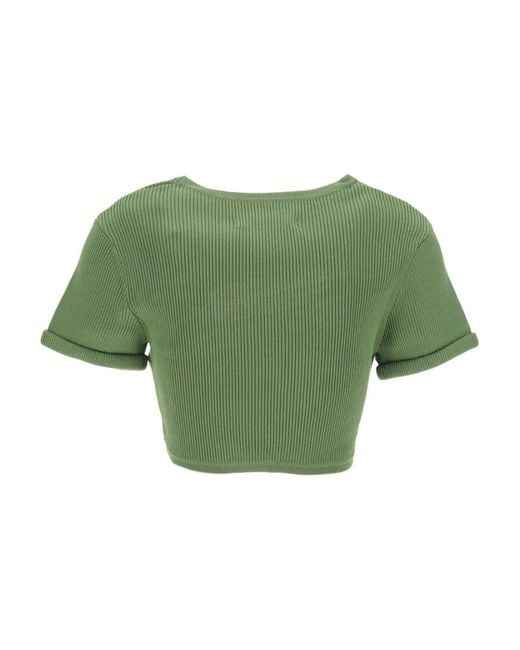 Christopher Esber Green Slashed Cropped T-Shirt