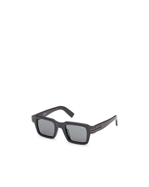 Zegna White Rectangular Frame Sunglasses for men