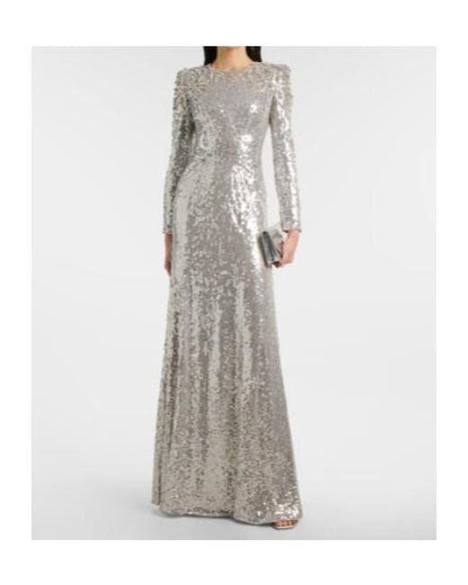 Jenny Packham Gray Dulcet Sequined Gown