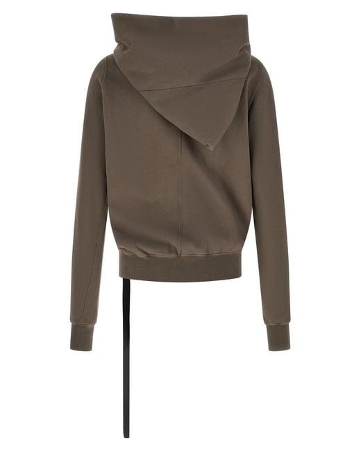 Rick Owens Brown Mountain Asymmetric Zip Hoodie for men