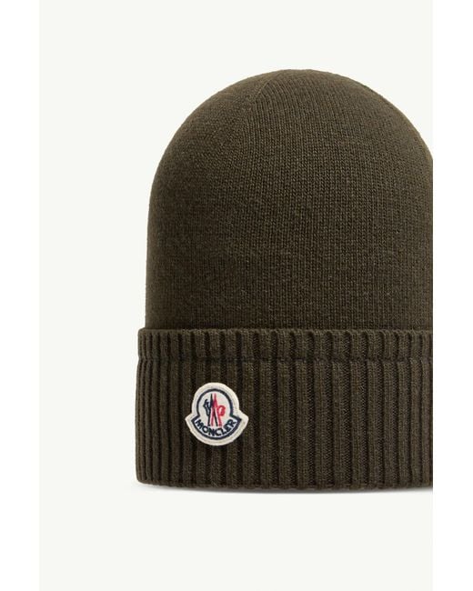 Moncler Green Wool Cashmere Blend Knit Beanie for men
