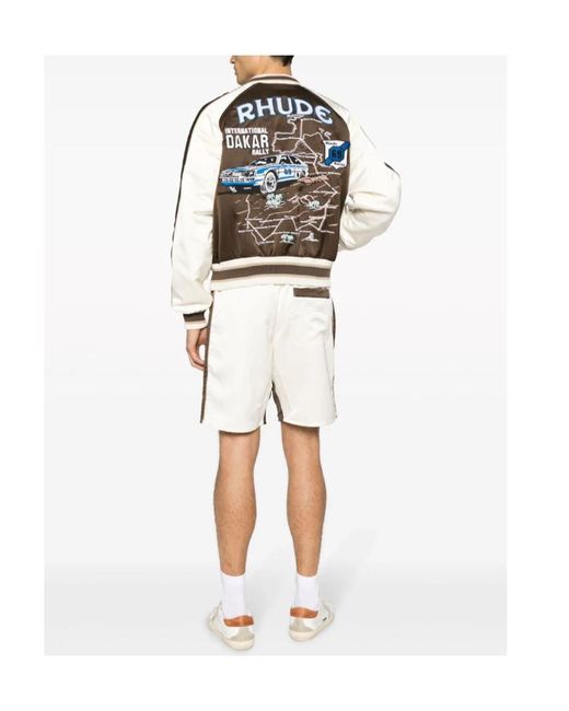 Rhude Brown Crepe Satin Souvenir Bomber for men