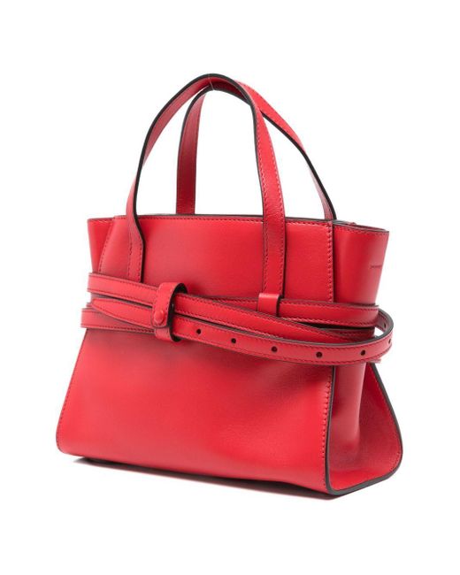 Moschino Red Small Tie Me Tote Bag