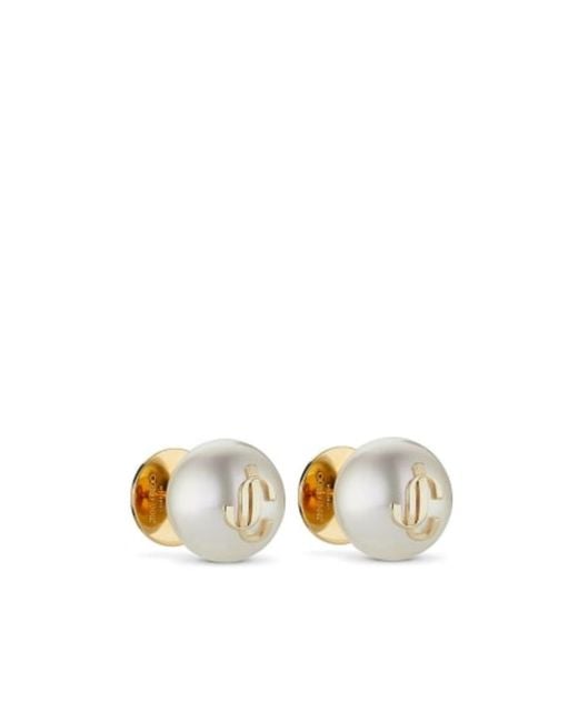 Jimmy Choo White Bijoux Pearl Stud Earrings