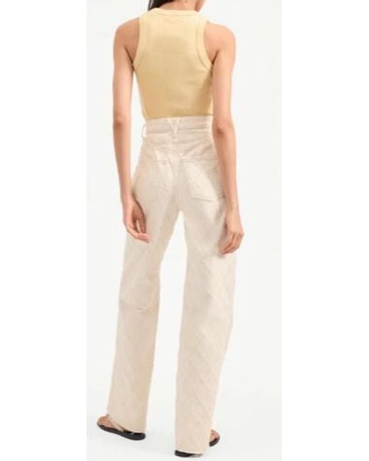 Veronica Beard Natural Printed Wide-Leg Jeans
