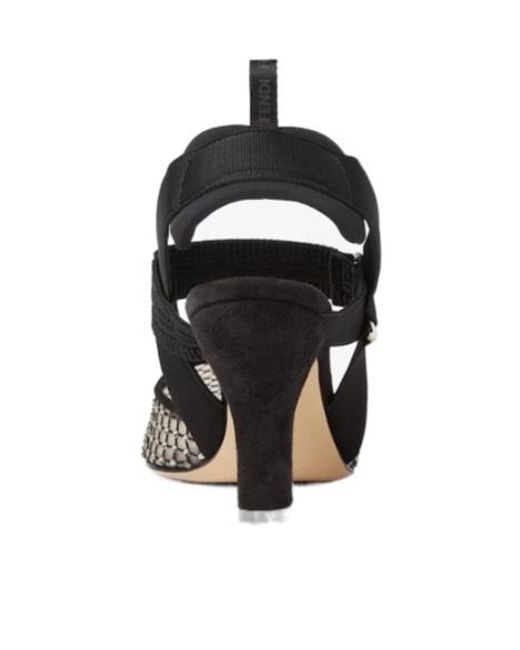 Fendi Metallic Colibri Mesh And Suede High-Heeled Slingbacks