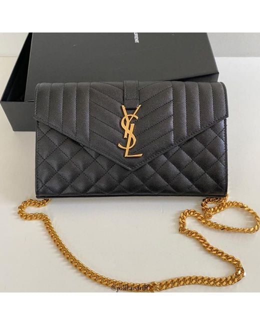 Saint Laurent Black Monogram Chained Wallet
