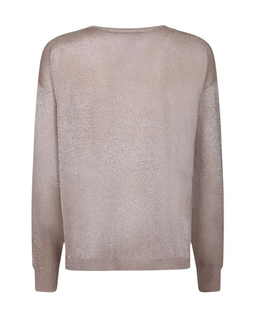 Fabiana Filippi Gray Long-Sleeved V-Neck Jumper