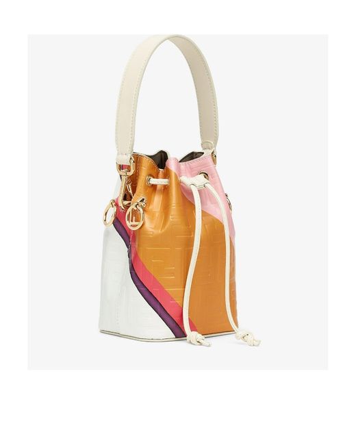 Fendi White Leather Bag With Multicolour Print