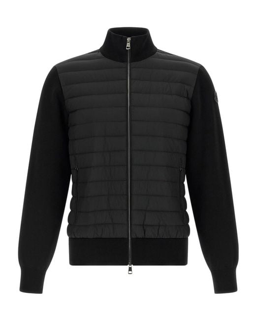 Moncler Black Quilted Zipped Jacket for men