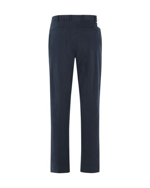 PT01 Blue Casual Trousers With Belt Loops for men