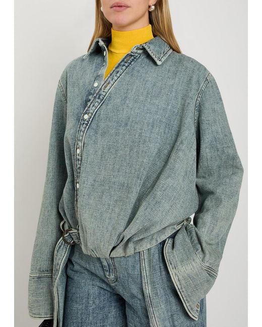 Loewe Blue Draped Belted Denim Shirt