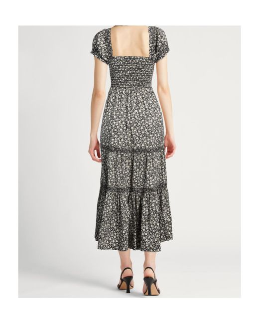 Tory Burch Black Floral Pleated Dress