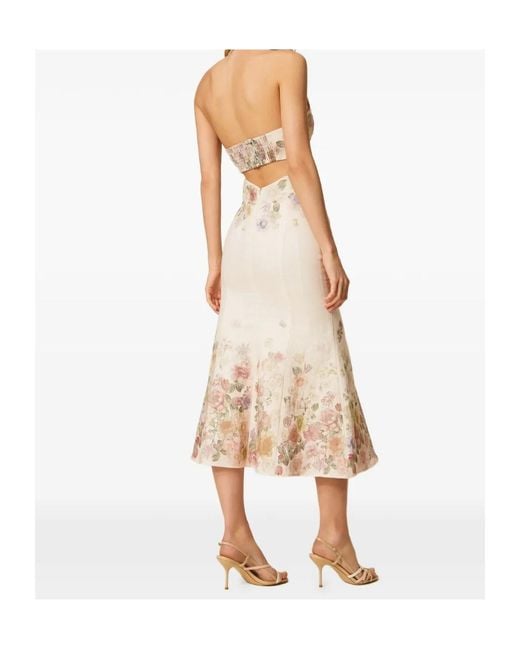 Twinset Natural Floral Halterneck Long Dress